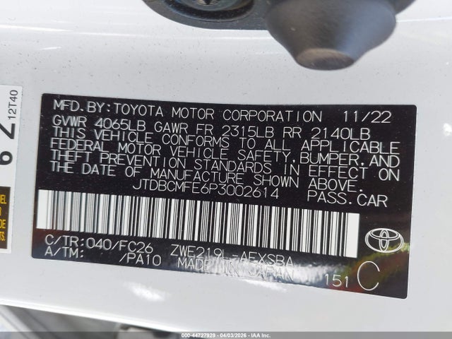2023 TOYOTA COROLLA JTDBCMFE6P3002614 Photo 8
