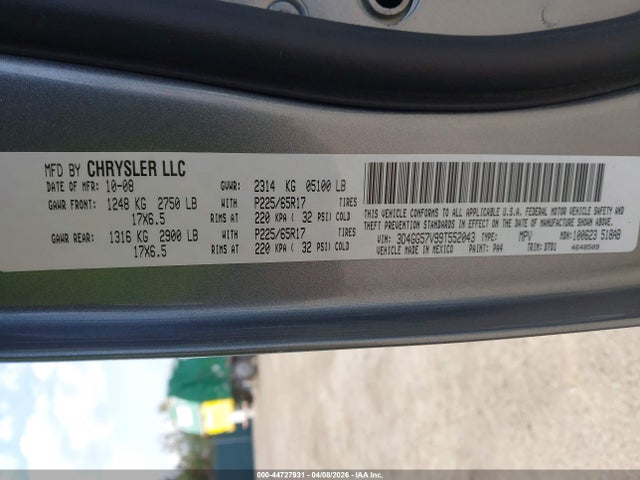 Продажа на аукционе авто 2009 Dodge Journey Sxt, vin: 3D4GG57V99T552043, номер лота: 44727931