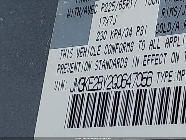 44727939 :رقم المزاد ، JM3KE2BY2G0647056 vin ، 2016 Mazda Cx-5 Sport مزاد بيع