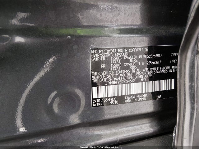 44727941 :رقم المزاد ، JTMMWRFV5SD324662 vin ، 2025 Toyota Rav4 Hybrid Le مزاد بيع
