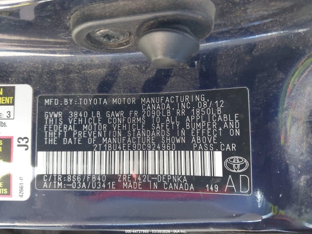 Продаж на аукціоні авто 2013 Toyota Corolla Le, vin: 2T1BU4EE9DC924960, номер лоту: 44727988