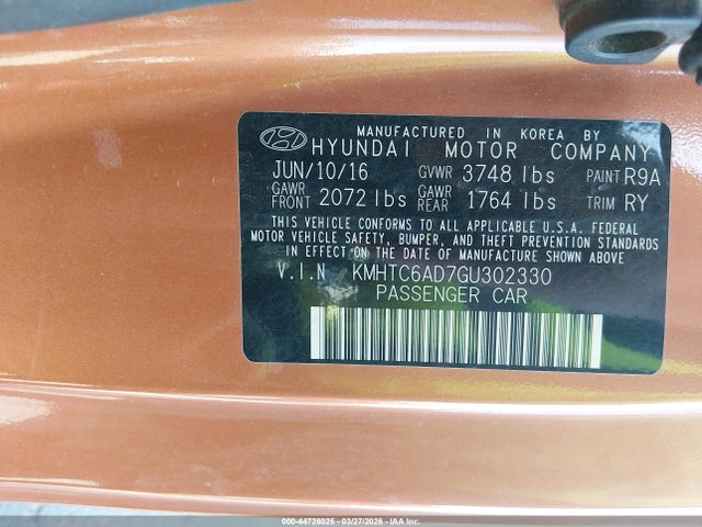 Aukcja sprzedaży 2016 Hyundai Veloster, vin: KMHTC6AD7GU302330, numer aukcji: 44728025