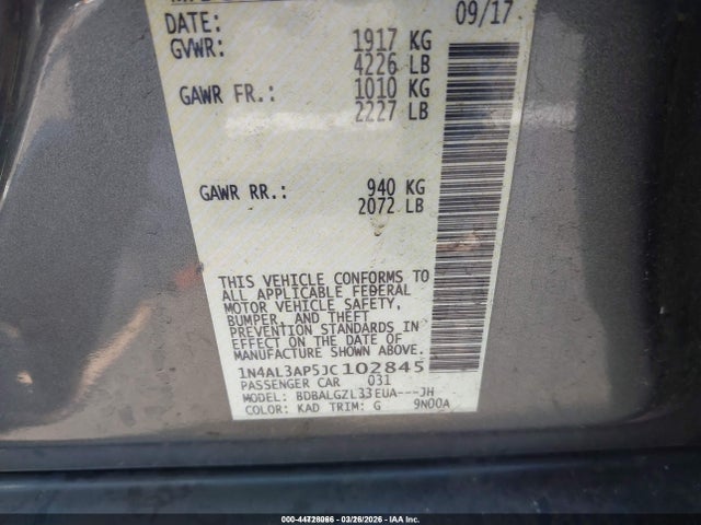 Nissan Altima 2.5 S 2018 1N4AL3AP5JC102845 Image 9
