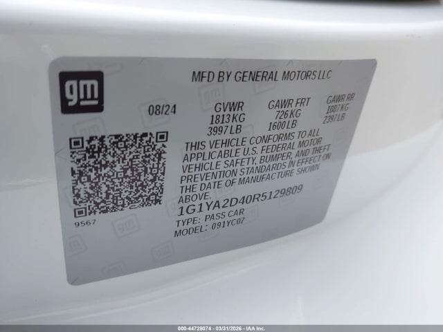 1G1YA2D40R5129809 Chevrolet Corvette Stingray Rwd 1lt