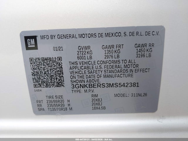 3GNKBERS3MS542381 Chevrolet Blazer Fwd Rs