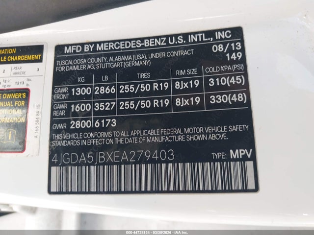 2014 MERCEDES-BENZ ML 350 4JGDA5JBXEA279403 Photo 8