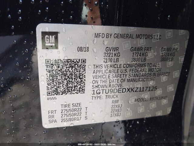 Продажа на аукционе авто 2019 Gmc Sierra 1500 Slt, vin: 1GTU9DEDXKZ117125, номер лота: 44728192