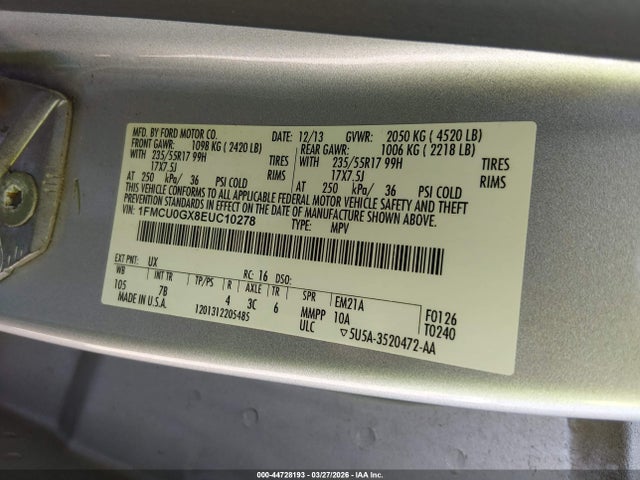 1FMCU0GX8EUC10278 Ford ESCAPE SE