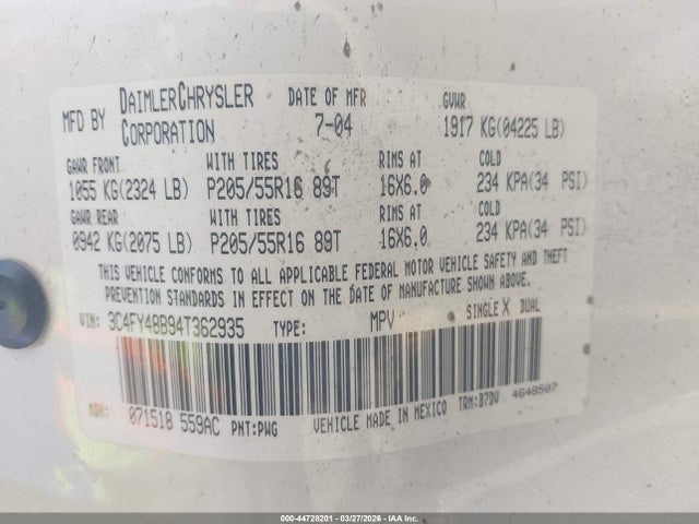 2004 CHRYSLER PT CRUISER 3C4FY48B94T362935 Photo 8