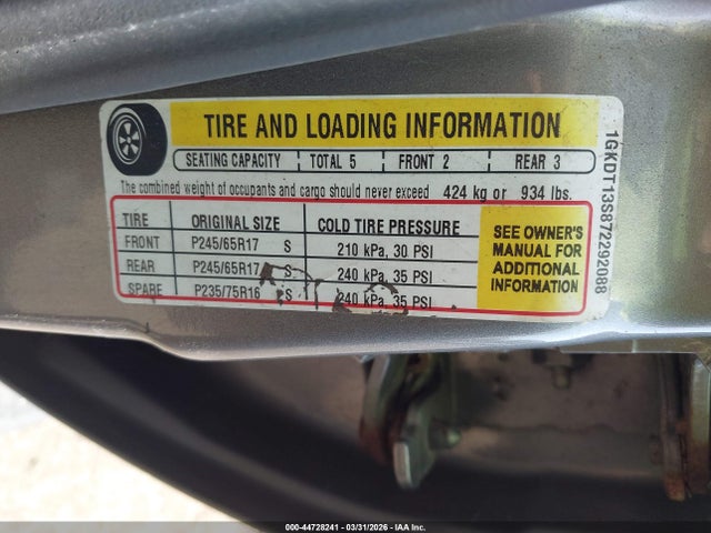 Aukcja sprzedaży 2007 Gmc Envoy Sle, vin: 1GKDT13S872292088, numer aukcji: 44728241