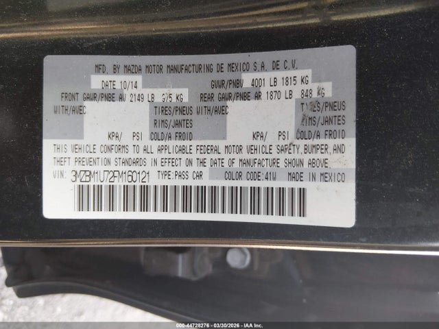 3MZBM1U72FM160121 Mazda MAZDA3