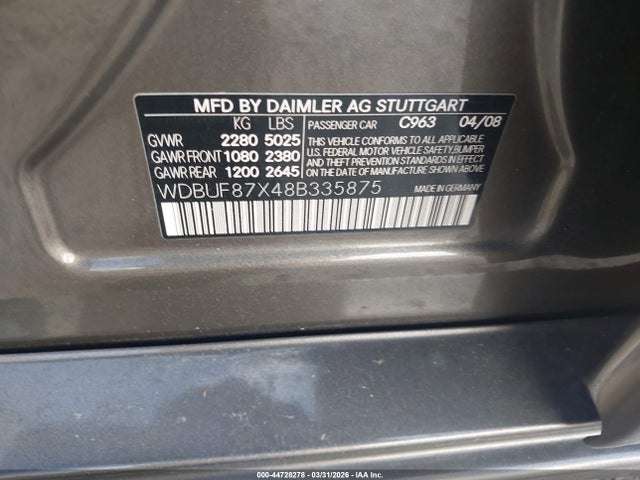 Aukcja sprzedaży 2008 Mercedes-benz E 350 4matic, vin: WDBUF87X48B335875, numer aukcji: 44728278