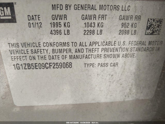 2012 CHEVROLET MALIBU 1G1ZB5E09CF259068 Photo 8