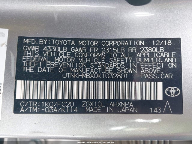 Toyota C-HR LE 2019 JTNKHMBX0K1032801 Image 9
