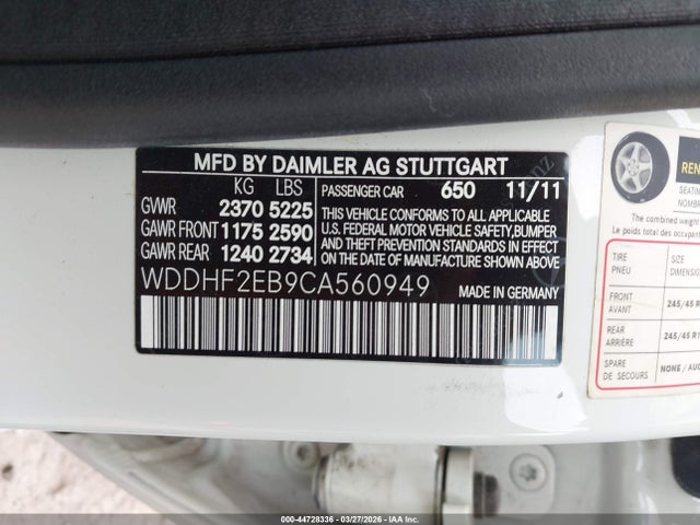 2012 Mercedes-benz E 350 Bluetec მანქანა იყიდება აუქციონზე, vin: WDDHF2EB9CA560949, აუქციონის ნომერი: 44728336
