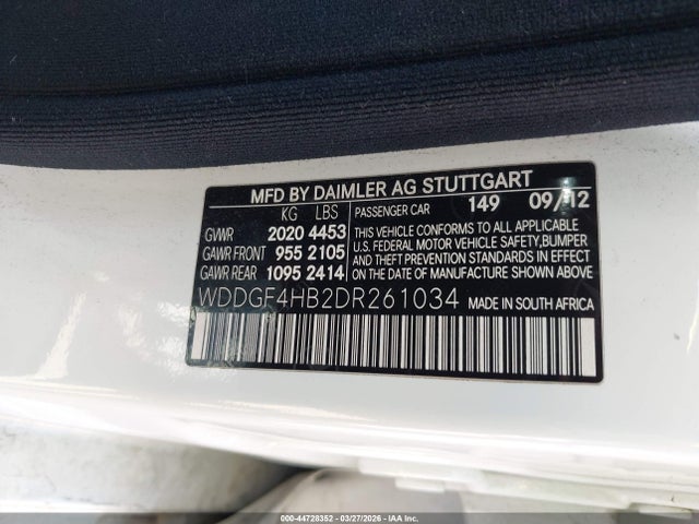 2013 Mercedes-benz C 250 Sport მანქანა იყიდება აუქციონზე, vin: WDDGF4HB2DR261034, აუქციონის ნომერი: 44728352