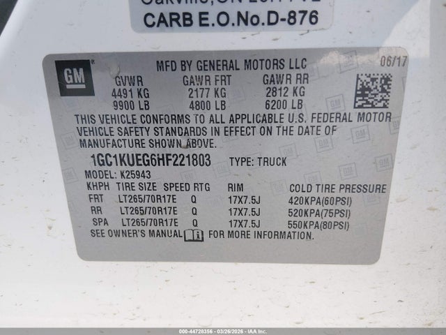 2017 CHEVROLET SILVERADO 2500HD 1GC1KUEG6HF221803 Photo 8