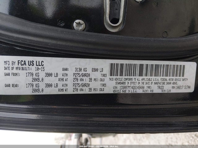2016 Ram 1500 Sport მანქანა იყიდება აუქციონზე, vin: 1C6RR7MT4GS145400, აუქციონის ნომერი: 44728391