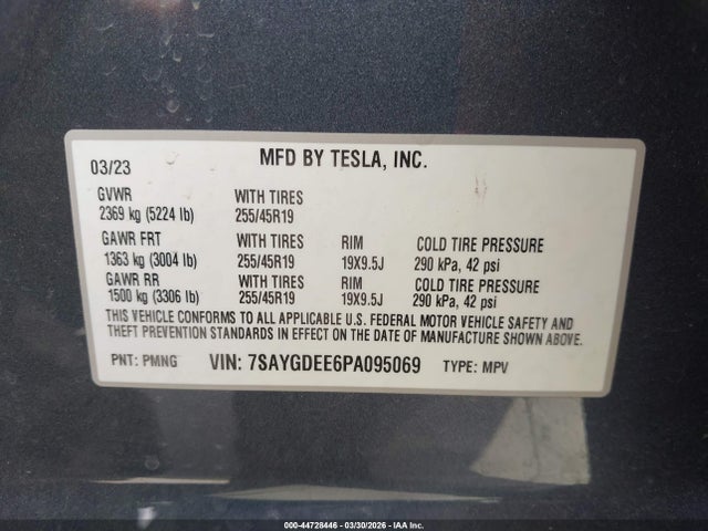 7SAYGDEE6PA095069 Tesla Model Y Awd/long Range Dual Motor All-wheel Drive