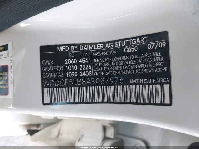 Продаж на аукціоні авто 2010 Mercedes-benz C 300 Luxury/sport, vin: WDDGF5EB8AR087976, номер лоту: 44728509