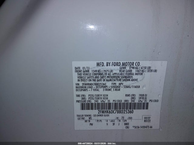 Продажа на аукционе авто 2011 Ford Flex Limited, vin: 2FMHK6DC7BBD25360, номер лота: 44728524