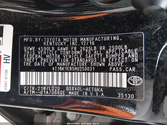 2017 TOYOTA AVALON 4T1BK1EB5HU250031 Photo 8
