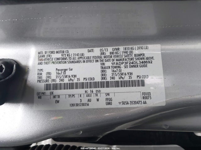 2013 FORD FOCUS 1FADP3F24DL348692 Photo 8