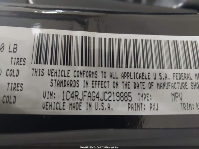 Auction sale of the 2018 Jeep Grand Cherokee Altitude 4x4, vin: 1C4RJFAG4JC219885, lot number: 44728547