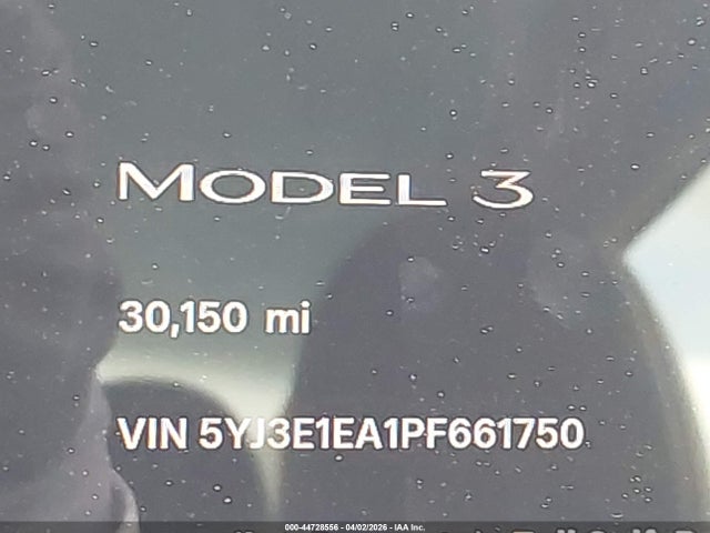 44728556 :رقم المزاد ، 5YJ3E1EA1PF661750 vin ، 2023 Tesla Model 3 Rear-wheel Drive مزاد بيع