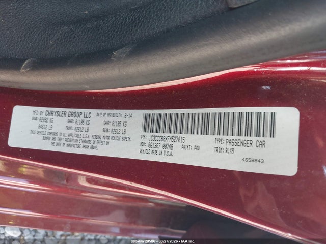 Продаж на аукціоні авто 2015 Chrysler 200 S, vin: 1C3CCCBBXFN527015, номер лоту: 44728586