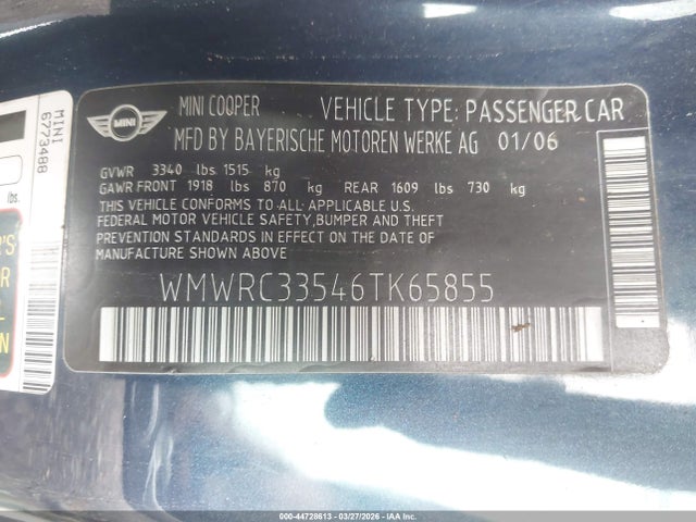 2006 MINI COOPER WMWRC33546TK65855 Photo 8