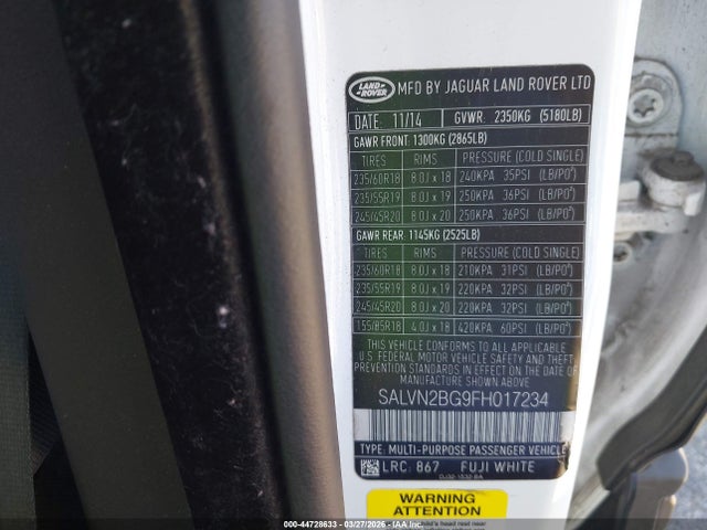 SALVN2BG9FH017234 Land Rover Range Rover Evoque Pure