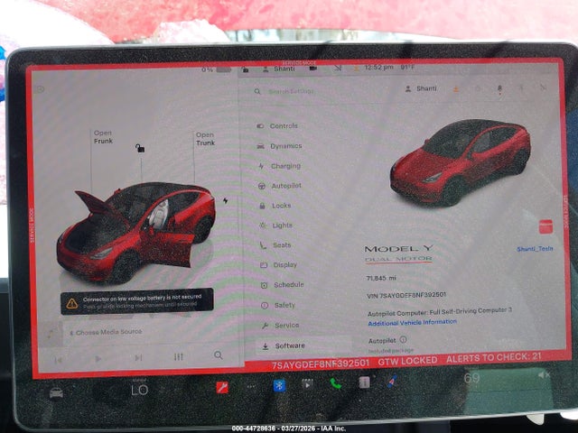 Продаж на аукціоні авто 2022 Tesla Model Y Performance Dual Motor All-wheel Drive, vin: 7SAYGDEF8NF392501, номер лоту: 44728636