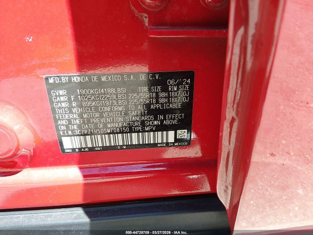 Aukcja sprzedaży 2025 Honda Hr-v 2wd Sport, vin: 3CZRZ1H50SM708150, numer aukcji: 44728709