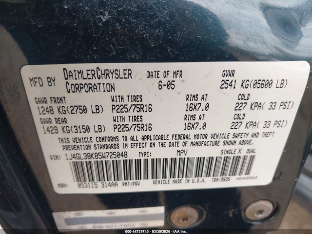 2005 JEEP LIBERTY 1J4GL38K85W725048 Photo 8