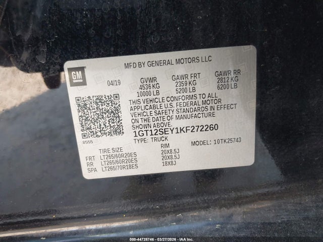 Продажа на аукционе авто 2019 Gmc Sierra 2500hd Denali, vin: 1GT12SEY1KF272260, номер лота: 44728746