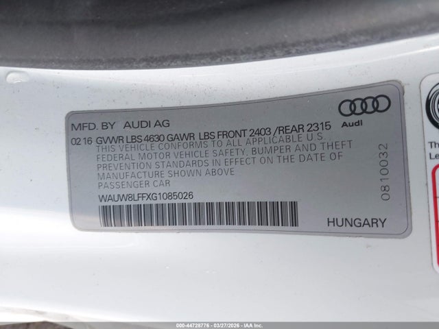 2016 AUDI A3 WAUW8LFFXG1085026 Photo 8