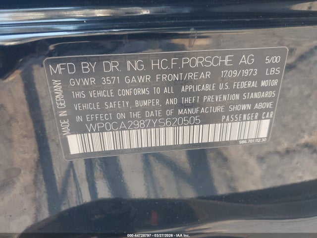 2000 PORSCHE BOXSTER WP0CA2987YS620505 Photo 8