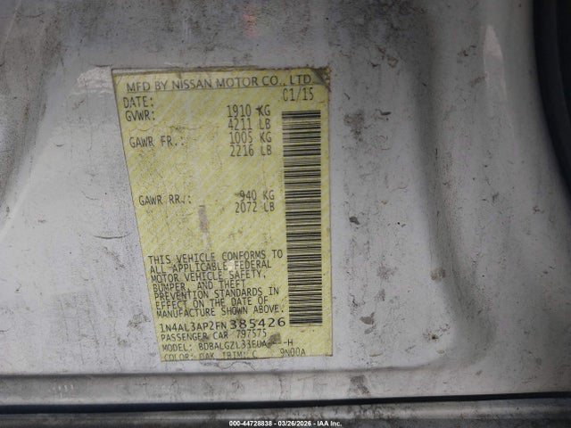 Nissan Altima 2.5 S 2015 1N4AL3AP2FN385426 Image 9