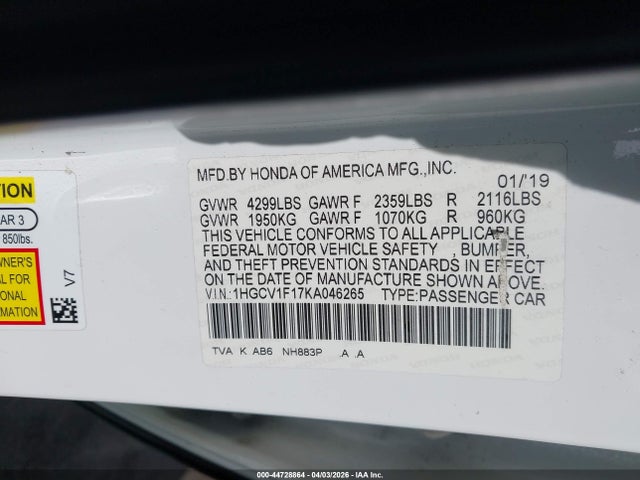 1HGCV1F17KA046265 Honda ACCORD LX