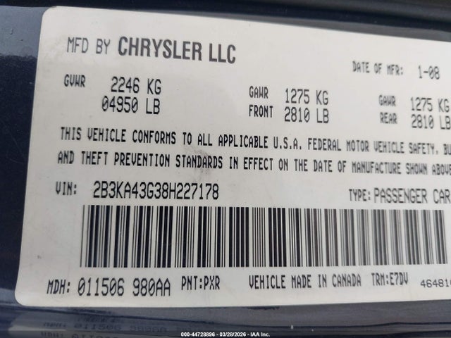 Aukcja sprzedaży 2008 Dodge Charger, vin: 2B3KA43G38H227178, numer aukcji: 44728896