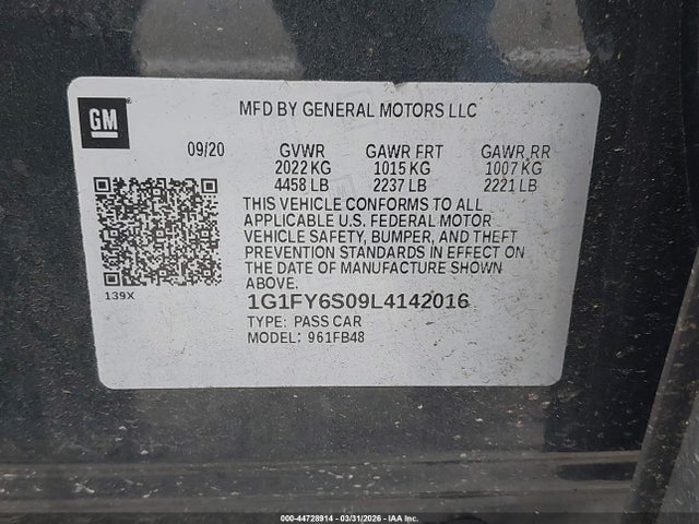 2020 CHEVROLET BOLT EV 1G1FY6S09L4142016 Photo 8