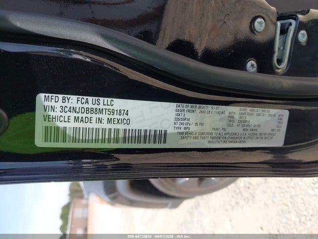 Продаж на аукціоні авто 2021 Jeep Compass Altitude 4x4, vin: 3C4NJDBB8MT591874, номер лоту: 44728934