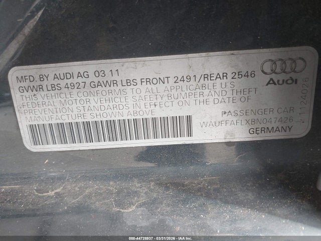 2011 AUDI A4 WAUFFAFLXBN047426 Photo 8