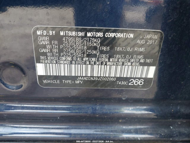 2018 MITSUBISHI OUTLANDER JA4AD2A39JZ002060 Photo 8