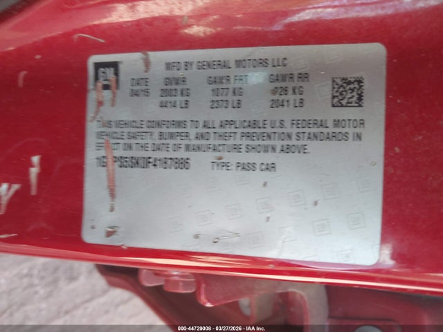 2015 Buick Verano Leather Group მანქანა იყიდება აუქციონზე, vin: 1G4PS5SK0F4187886, აუქციონის ნომერი: 44729008