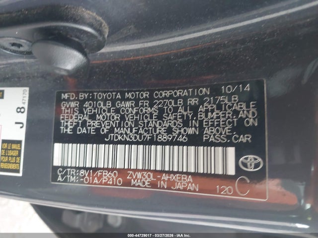 Toyota Prius Two 2015 JTDKN3DU7F1889746 Image 9