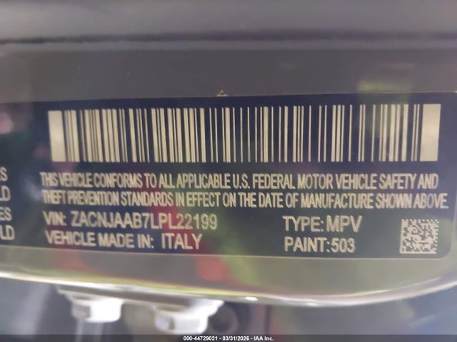 Aukcja sprzedaży 2020 Jeep Renegade Sport Fwd, vin: ZACNJAAB7LPL22199, numer aukcji: 44729021