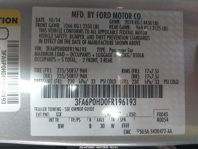 Продаж на аукціоні авто 2015 Ford Fusion Se, vin: 3FA6P0HD0FR196193, номер лоту: 44729052