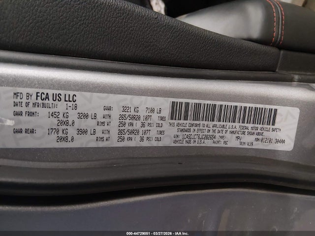 Продажа на аукционе авто 2018 Dodge Durango R/t Awd, vin: 1C4SDJCT6JC282654, номер лота: 44729051